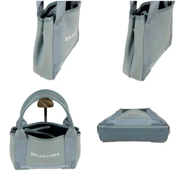 Balenciaga Navy Cabas Xxs Mini Tote Shoulder Bag 2-Way Light Blue - Picture 4 of 13